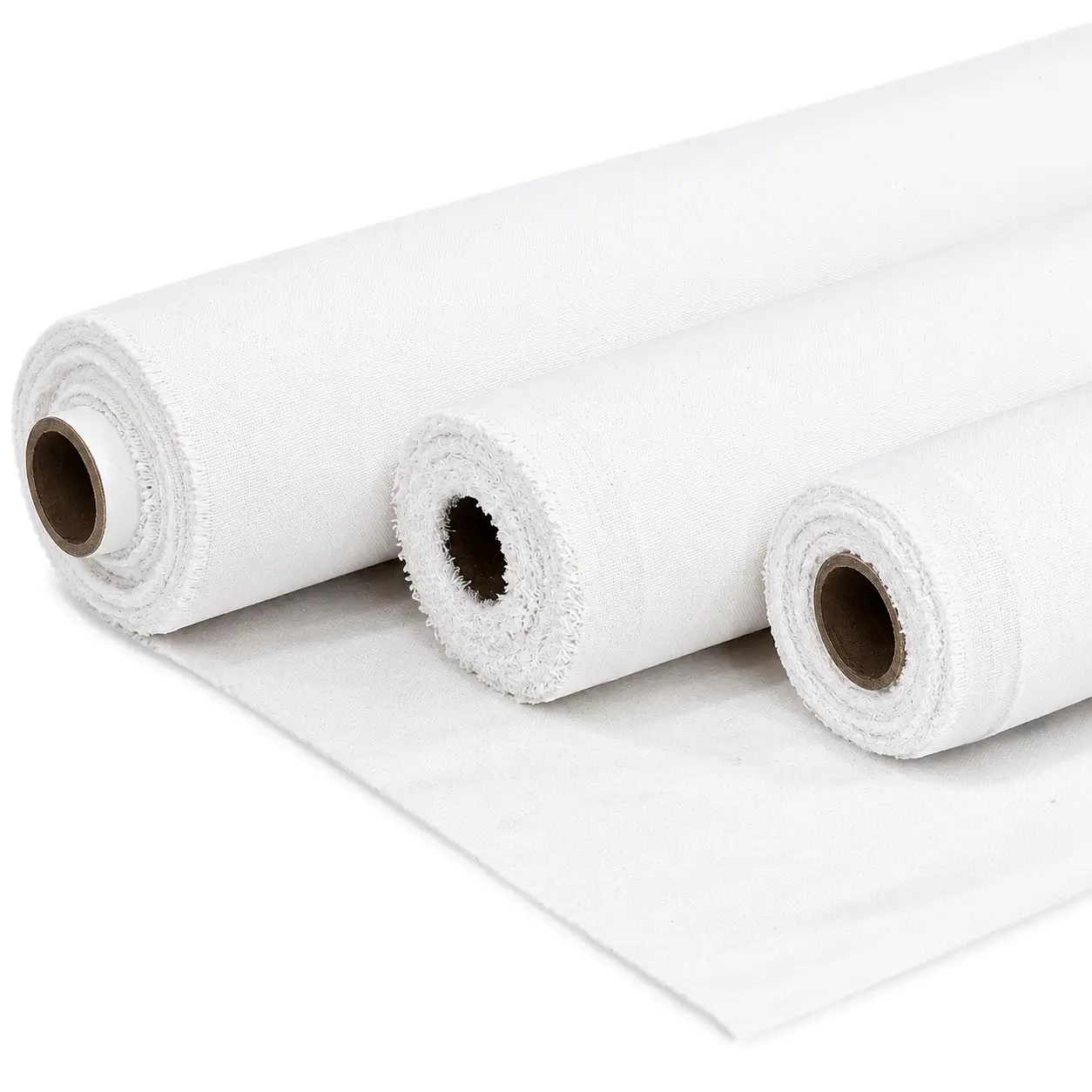 Rolls of undyed fabric